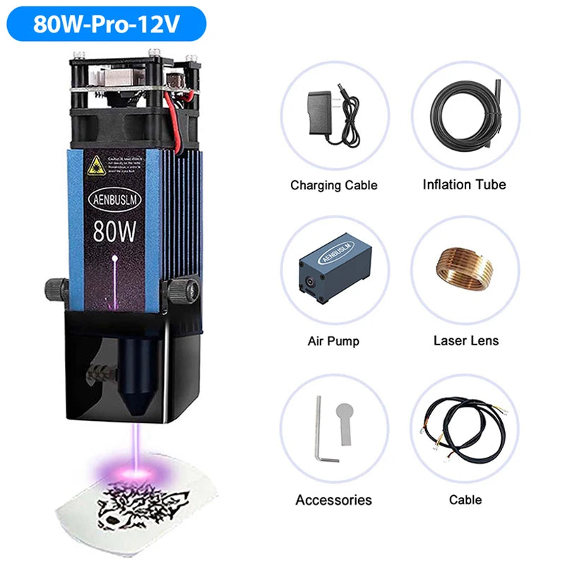 AENBUSLM 40W 80W Laser Module 450nm TTL/ PWM Laser Head Blue Laser for CNC Laser Engraving Cutting Machine Wood Working DIY Tool
