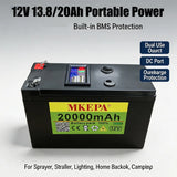 12V 13.8/20Ah Portable Battery USB & DC Ports For Sprayer,Phone Charging,Lighting,Home Backup Power,Camping & Outdoor Activities