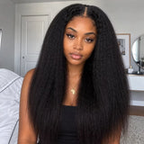 30 32 Inch Long Kinky Straight Drawstring U Part Wigs Human Hair Wigs V Part Yaki Straight Wigs For Women Daily Use Full Machine Made Wigs