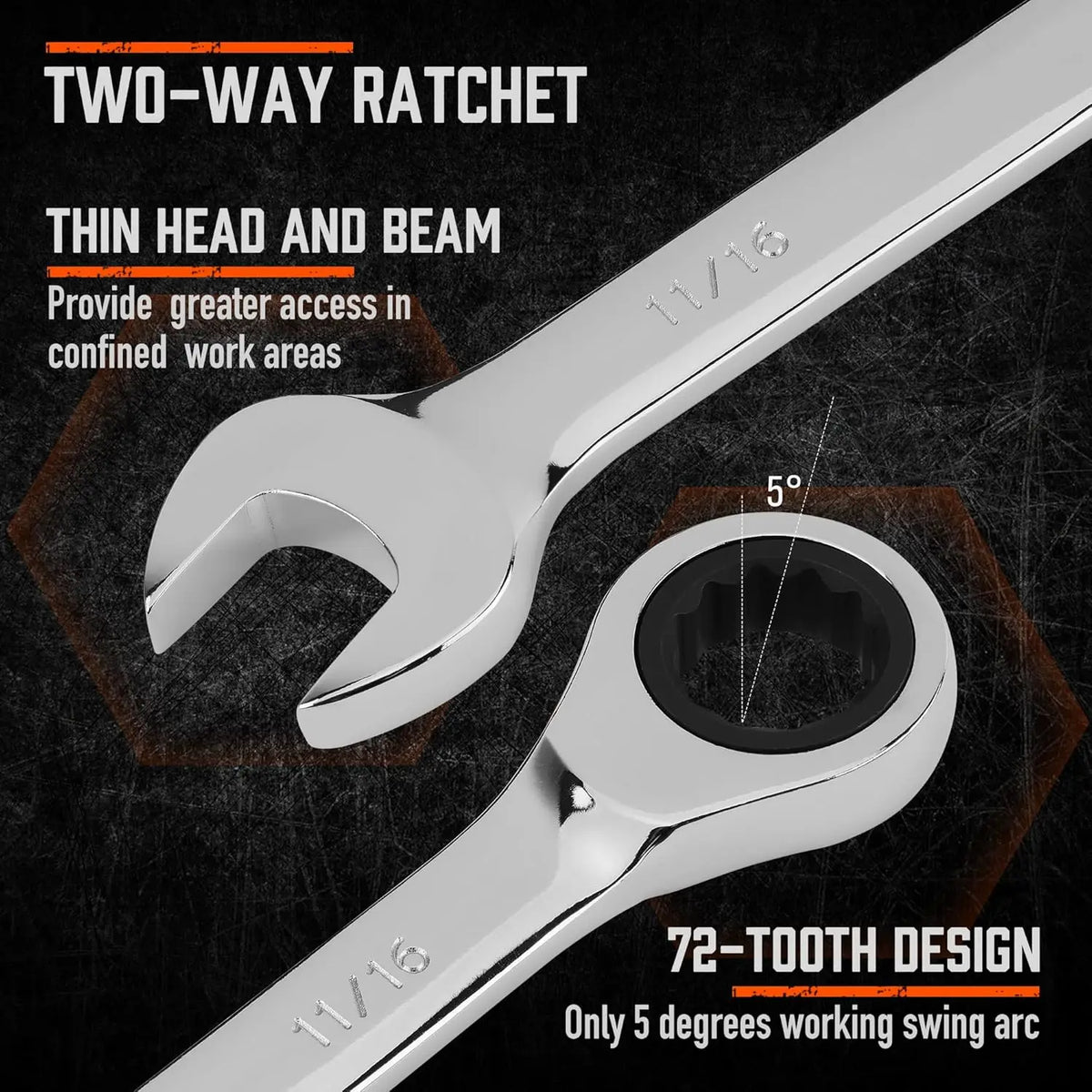 26-Piece Ratcheting Wrench Set with Organizer | Metric & SAE Sizes | 72-Tooth Chrome Vanadium Steel