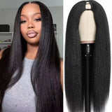30 32 Inch Long Kinky Straight U Part Wigs Human Hair Wigs V Part Yaki