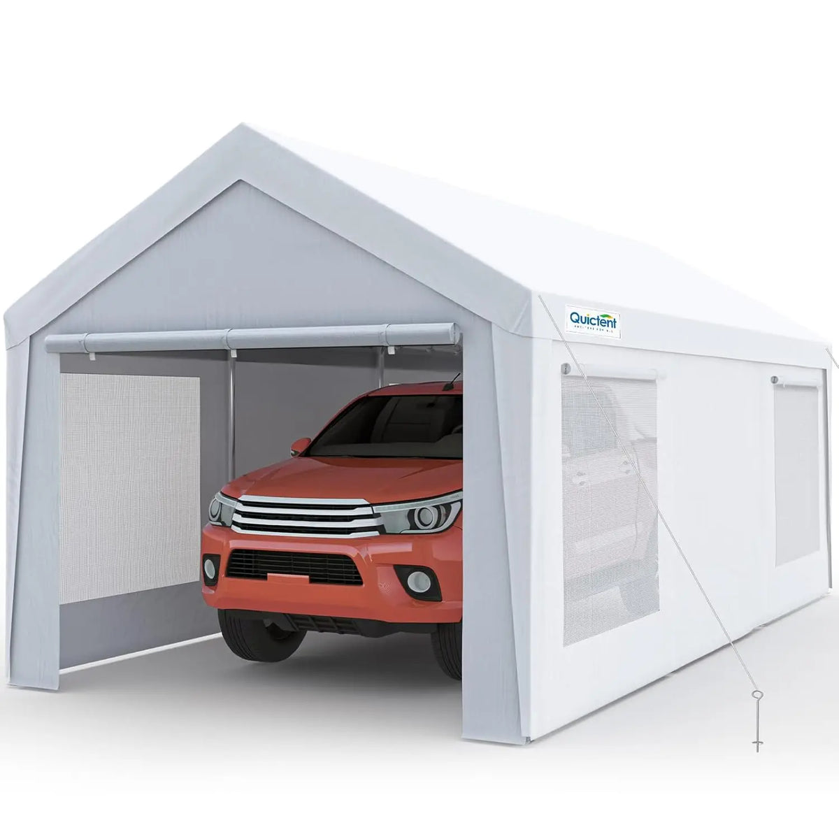 10x20 Heavy Duty Carport Galvanized Outdoor Canopy Tent with Roll-up Windows & Sidewalls Weatherproof Car Boat Shelter, Custom