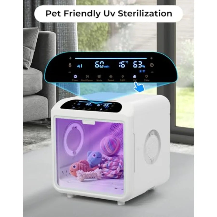 72L Large Pet Dryer Box Automatic Ultra Quiet Cat Hair Drying Box with Smart Temperature Wind and Time Control via APP or Touch