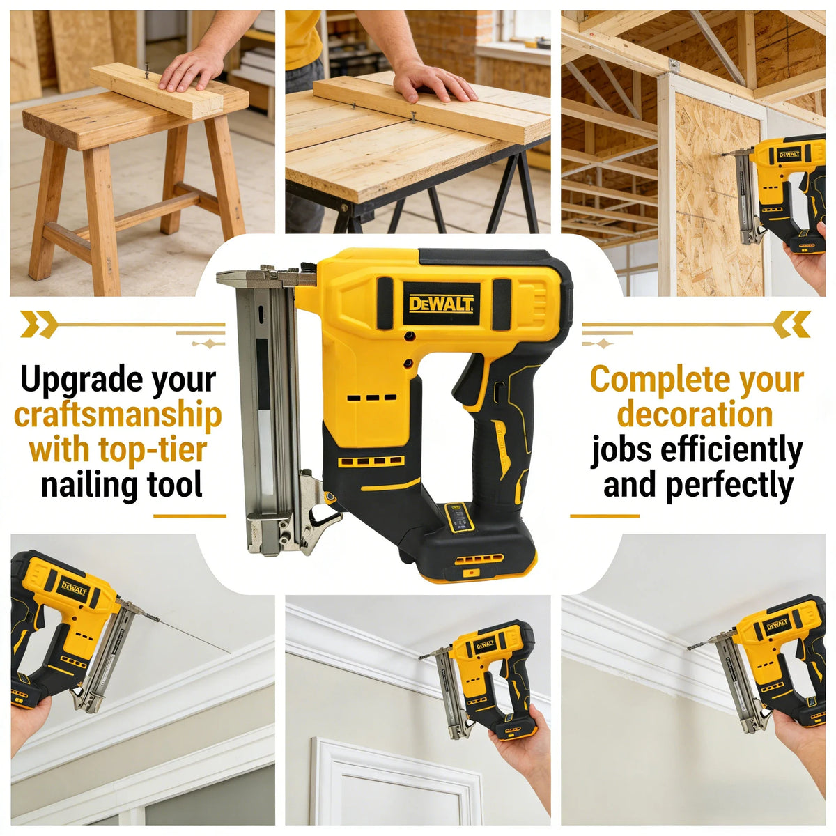 DEWALT Compact 18 Gauge Cordless Nail Gun: Professional Handheld Tool for Precision Trim & Framing (Tool Only)