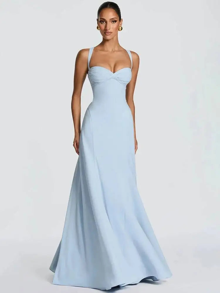 Mozision Off-shoulder Backless Sexy Maxi Dress Women Elegant Spaghetti Strap Sleeveless Bodycon Club Party Evening Dress Fashion