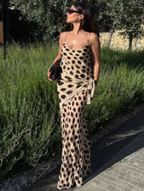 Chic Printed Women's Dress Sleeveless Slip Lady Long Dresses With Demountable Scarf 2026 Summer Chic New Female Vacation Robe