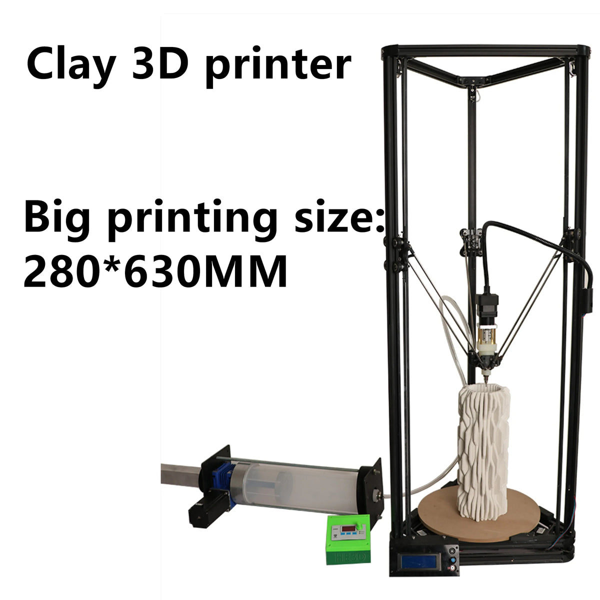 TC280 ceramic clay 3D printer 0.5 liter barrel 280mm*630mm with feeding system electric push rod large area large area