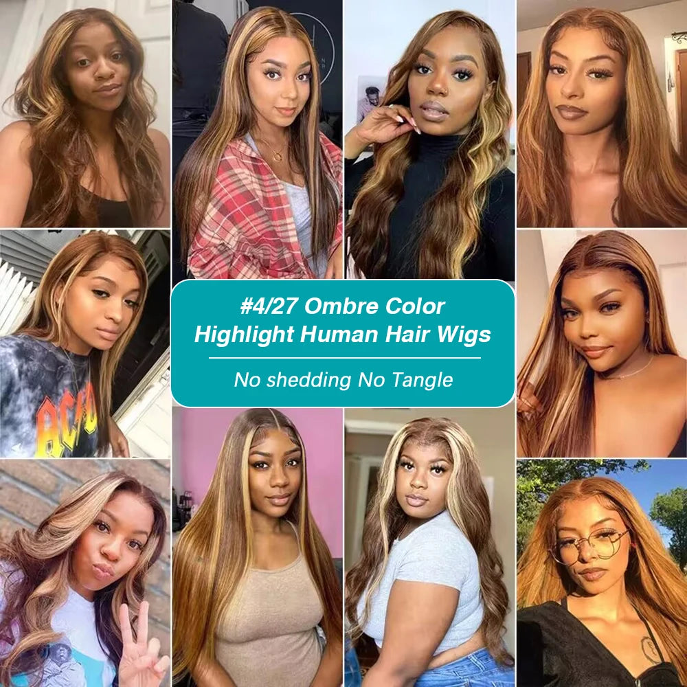 P4/27 Highlight Wig Human Hair 13x6 Bone Straight Lace Front Wigs Ombre