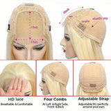 Blonde 613 Hd Lace Frontal Wig 13X6 Brazilian Straight Human Hair Wig 38Inch Transparent Lace Frontal Wig For Women 260 Density
