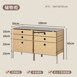 A139 Stainless steel solid wood chest cabinet household multi-layer storage storage living room locker
