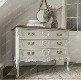 A  French cream wind solid wood storage cabinet household carved six chest cabinet
