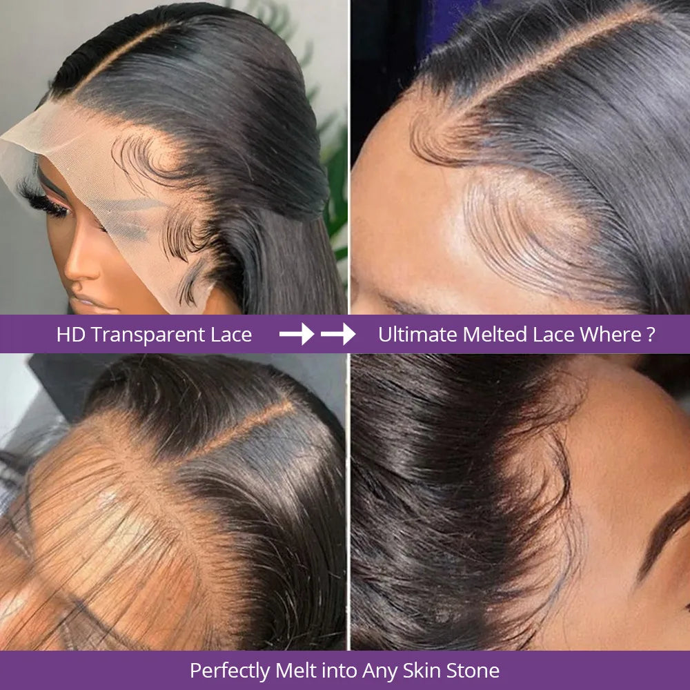 200% Real Density Bone Straight 13x4 13x6 Hd Transparent Lace Frontal Wigs For Women 360 PrePlucked ≥98% Human Hair Lace Front