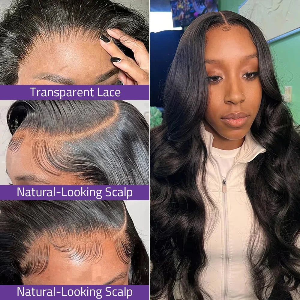 Body Wave 13x6 HD Lace Front Human Hair Wig 200% Density 360 Full Transparent Lace Frontal Brazilian Wigs Preplucked For Women