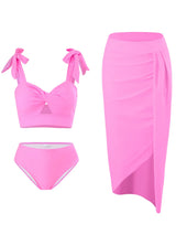 2026 Solid Swimsuit 3 Pieces Hollow Out Swim Dress Women Sexy Swimwear Female Bathers Bathing Suit Beachwear Swimming Summer
