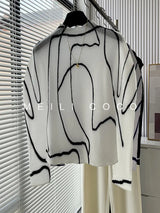 Miyake Pleated T-Shirt 2026 Spring Niche Design Personality Versatile Long Sleeve Pleats Print Top High Neck Slim Fit T-Shirt