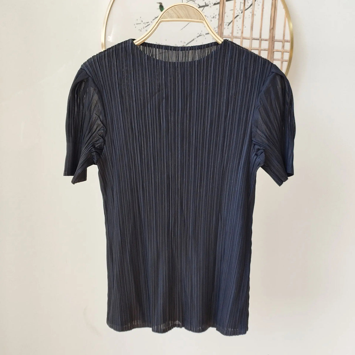 Summer New Pleated Fashion Simple Casual Style Thin T-shirt Temperament Commuting Formal Occasions Commuter Tops