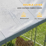 Outdoor Dog Kennel, 19.7' x 19.7' x 8.9', Heavy Duty Large Dog Kennel Outside w/Waterproo Roo, Galvanized Chain Link Pet Enclosu