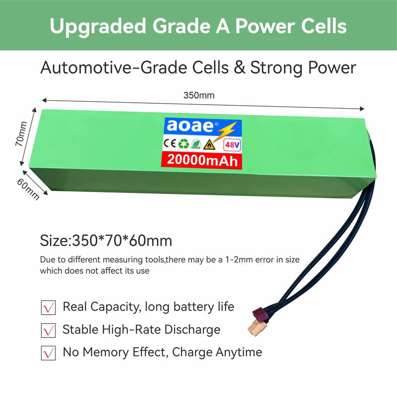 48V Lithium Battery Pack 13S4P 20Ah Grade-A Cells For Kugoo M4 M4Pro Max Speed E-Scooter Built-in BMS Dual XT60+T Long Range