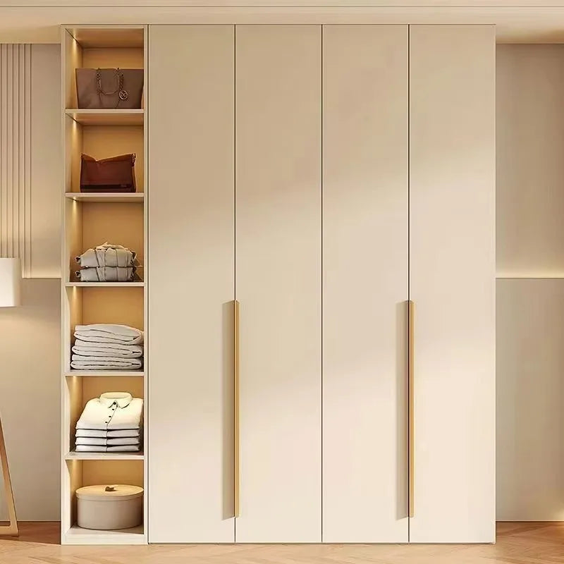 Any Size Custom Cream Style Honeycomb Aluminum Sliding Wardrobe Bedroom Full Hanging Clothes Eco Friendly Large Capacity Storage