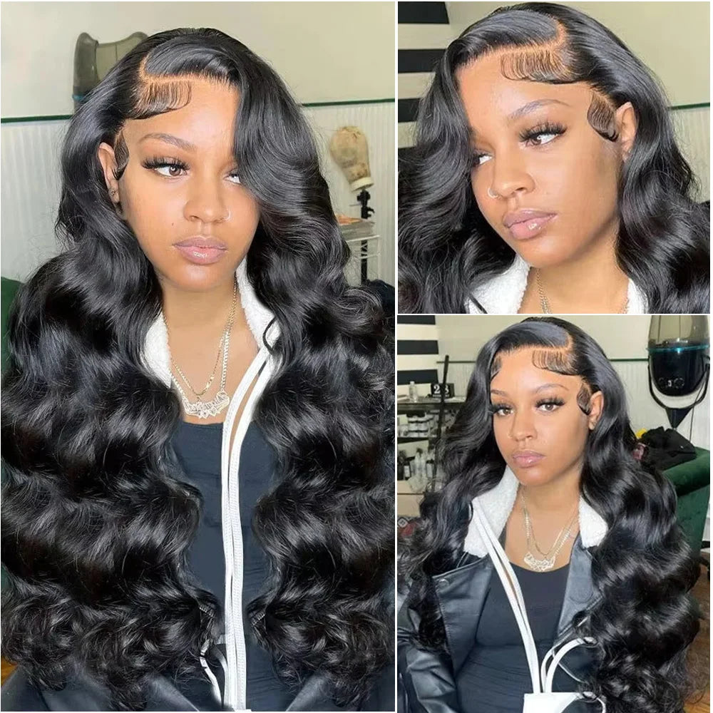 Body Wave 13x6 HD Lace Front Human Hair Wig 200% Density 360 Full Transparent Lace Frontal Brazilian Wigs Preplucked For Women