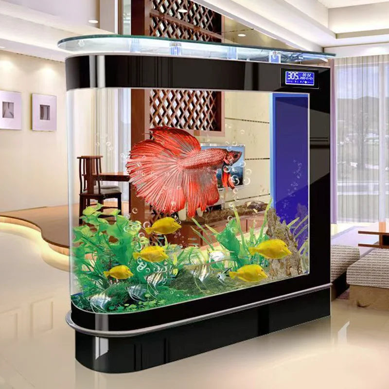 All-in-One AquariumBullet Glass Aquarium Tank Standing Against The Wall Durable Clear AquariumFish TankSelf-Cleaning Fish Tank