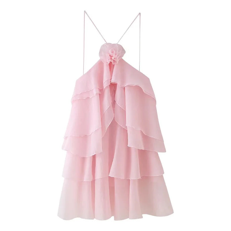 CM.YAYA Women Sleeveless Cascading Ruffles Smock Big Swing Dress 2025 Birthday Vacation Street Summer Party Dresses Vestidos