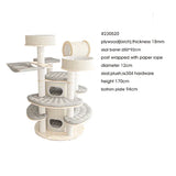 1.7m Extra Large Multi-Level Luxury Wooden Cat Tower E0 Plywood Cat Condo with Paper Rope Scratching Post for Multiple Cats