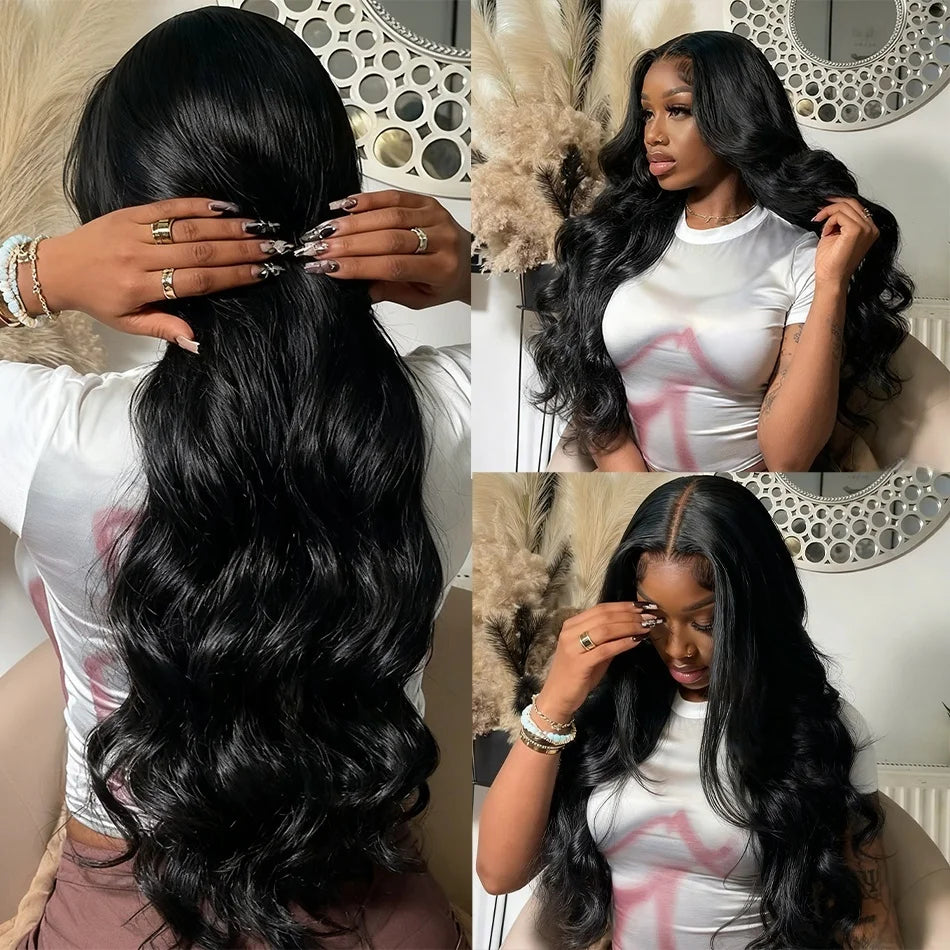 260% Density 13x6 Body Wave Lace Front Wigs Human Hair Pre Plucked 13x4 HD Transparent Lace Frontal Wigs Glueless Human Hair Wig
