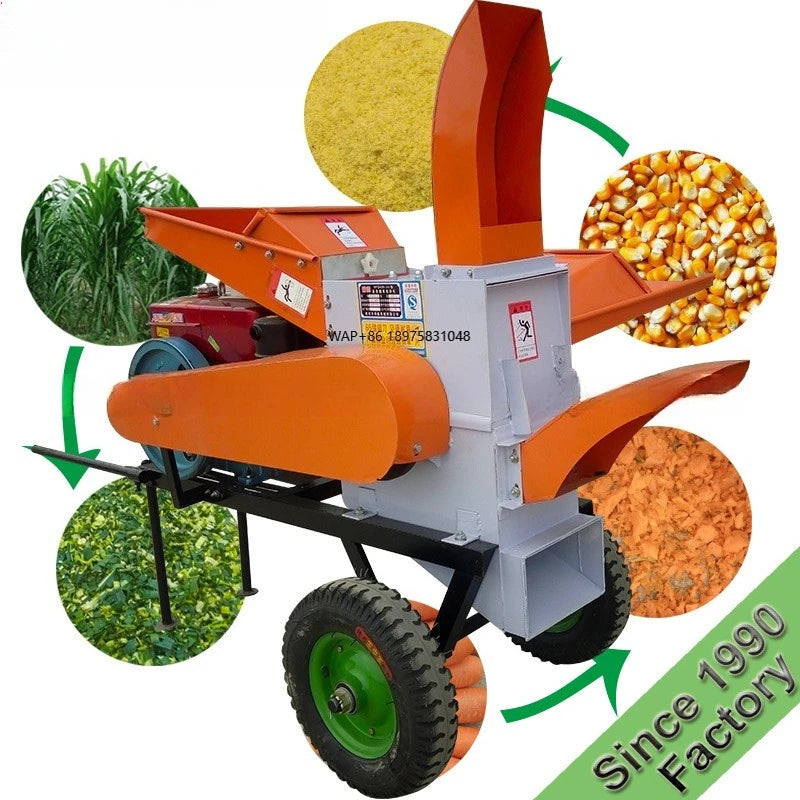 Weiwei animal feed straw chopper, silage hay husk cutter grain corn grinder, grass crop cutter
