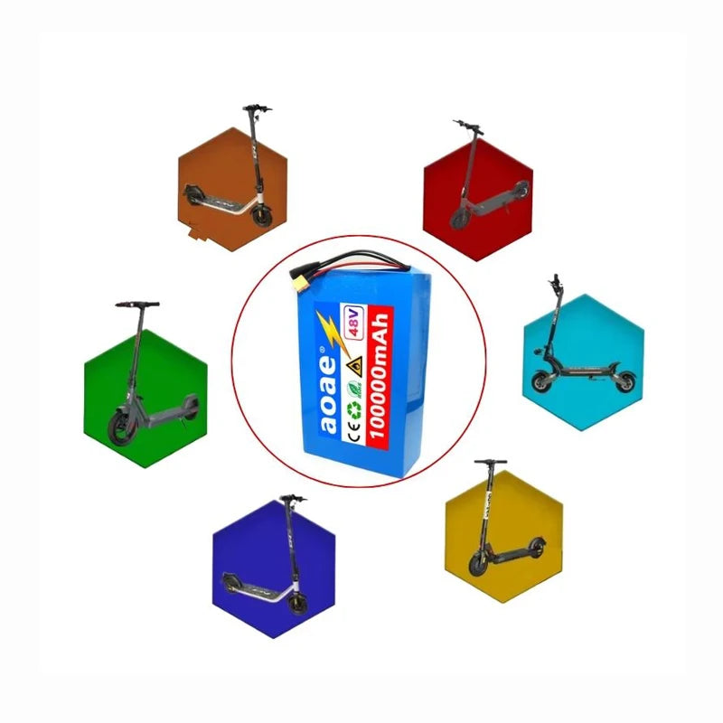 48V 100ah 13s8p lithium-ion battery pack 48V 100000mAh 2000W electric battery, built-in 50A BMS+chargerr