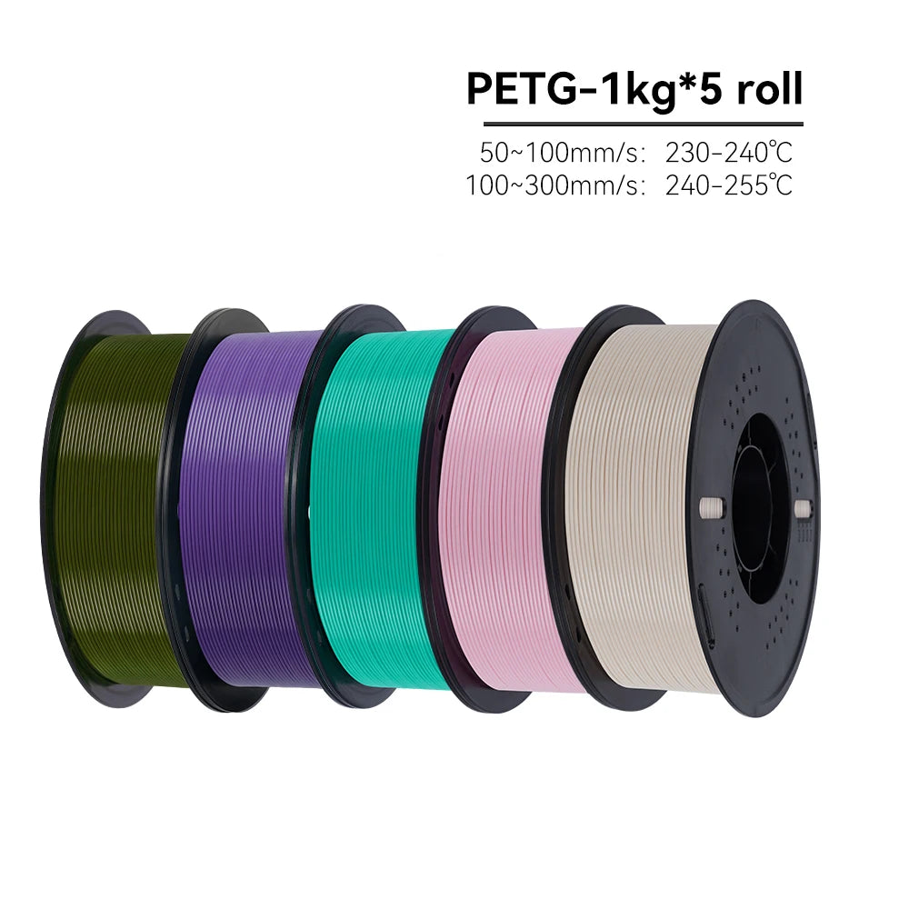 KINGROON High Speed PETG 3D Filament PLA/PETG 5KG 3D Printing Filament 1.75mm 100% Neatly Wound HS Filament 350mm/s Printing