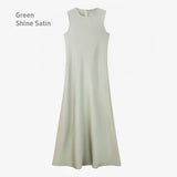AS 2025 spring summer elegance satin dress + knitted top match set maxi floor length woman clothes