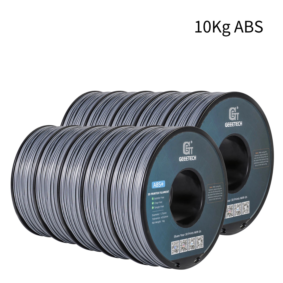 GEEETECH 10Kg 3D ABS+ Filament 1.75mm Spool Wire For 3D Printer Material,Safety, Vacuum packaging