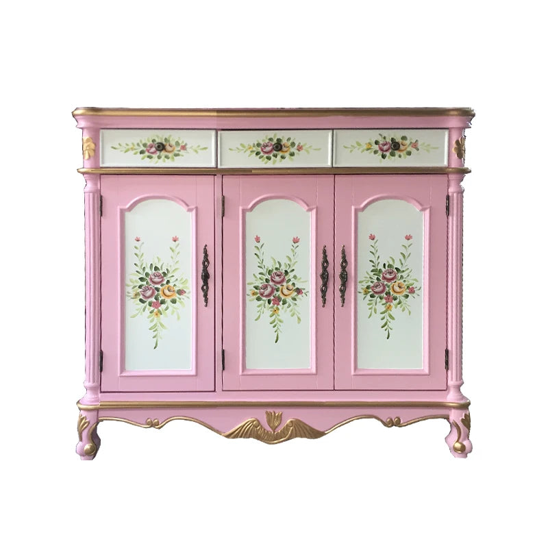 Country house brown walnut light yellow activity baffle multi-layer shoe cabinet entrance side cabinet