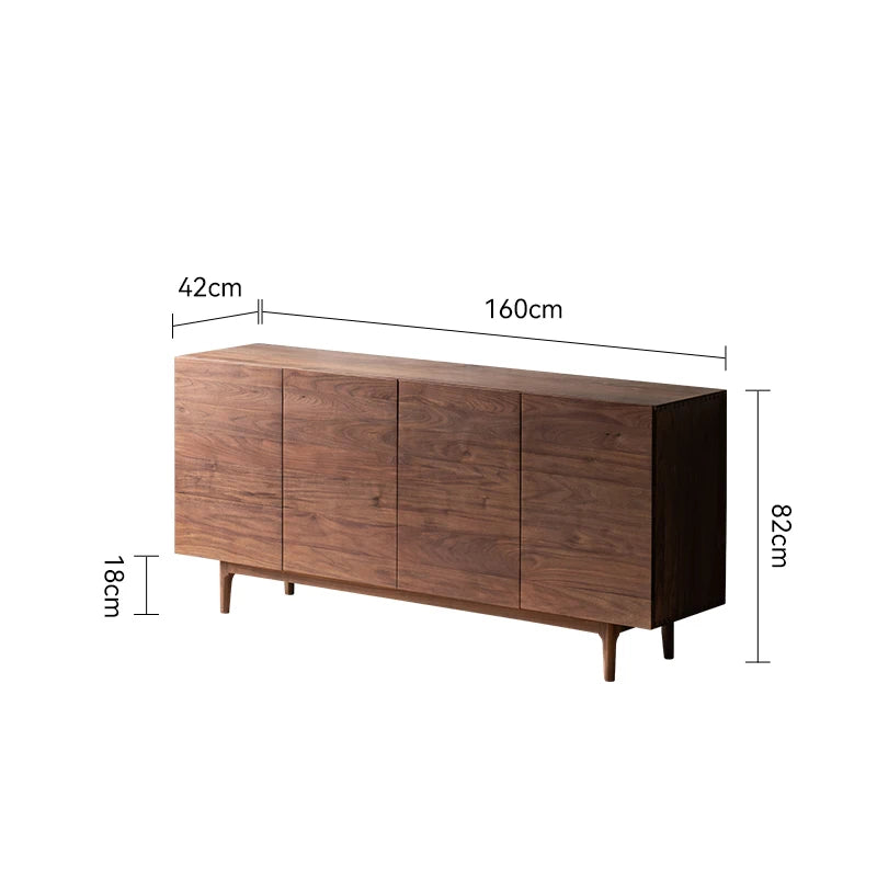 North American black walnut dining side cabinet modern simple living room wabi wind solid wood side cabinet floor cabinet storag