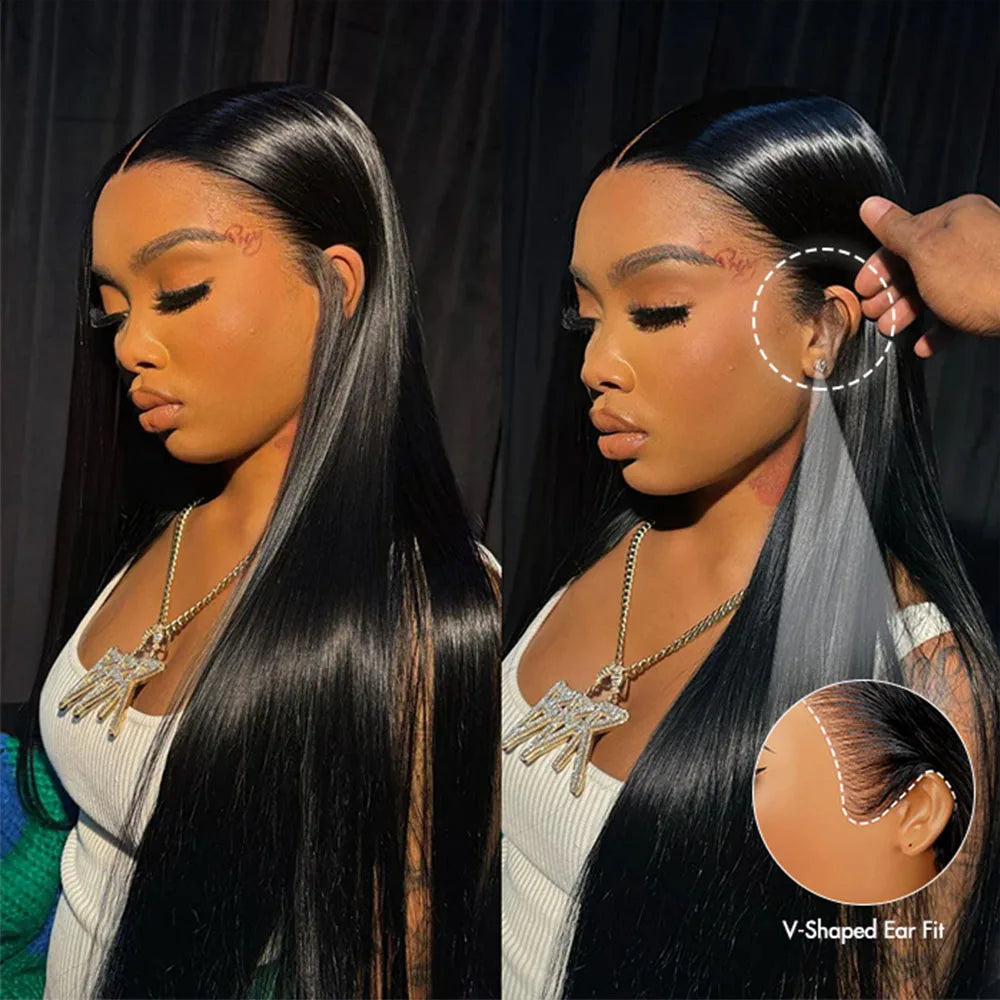 30 42Inch 13x4 13x6 HD Transparent Bone Straight Lace Front Wigs 250 Density 360 Full Lace Brazilian Human Hair Wigs For Women