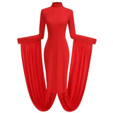DEAT Early Autumn Stand Collar Full Sleeves High End Party Dress ,hot Sales Slim Elastic Vacation Clothing
