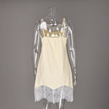 Linad Sexy Lace Spaghetti Strap Short Dress Summer Street Chic Cotton Straight Dresses Women Casual Sleeveless Dress Female 2025