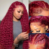 99J Burgundy Lace Front Wigs Human Hair 13x6 Deep Wave HD Lace Frontal
