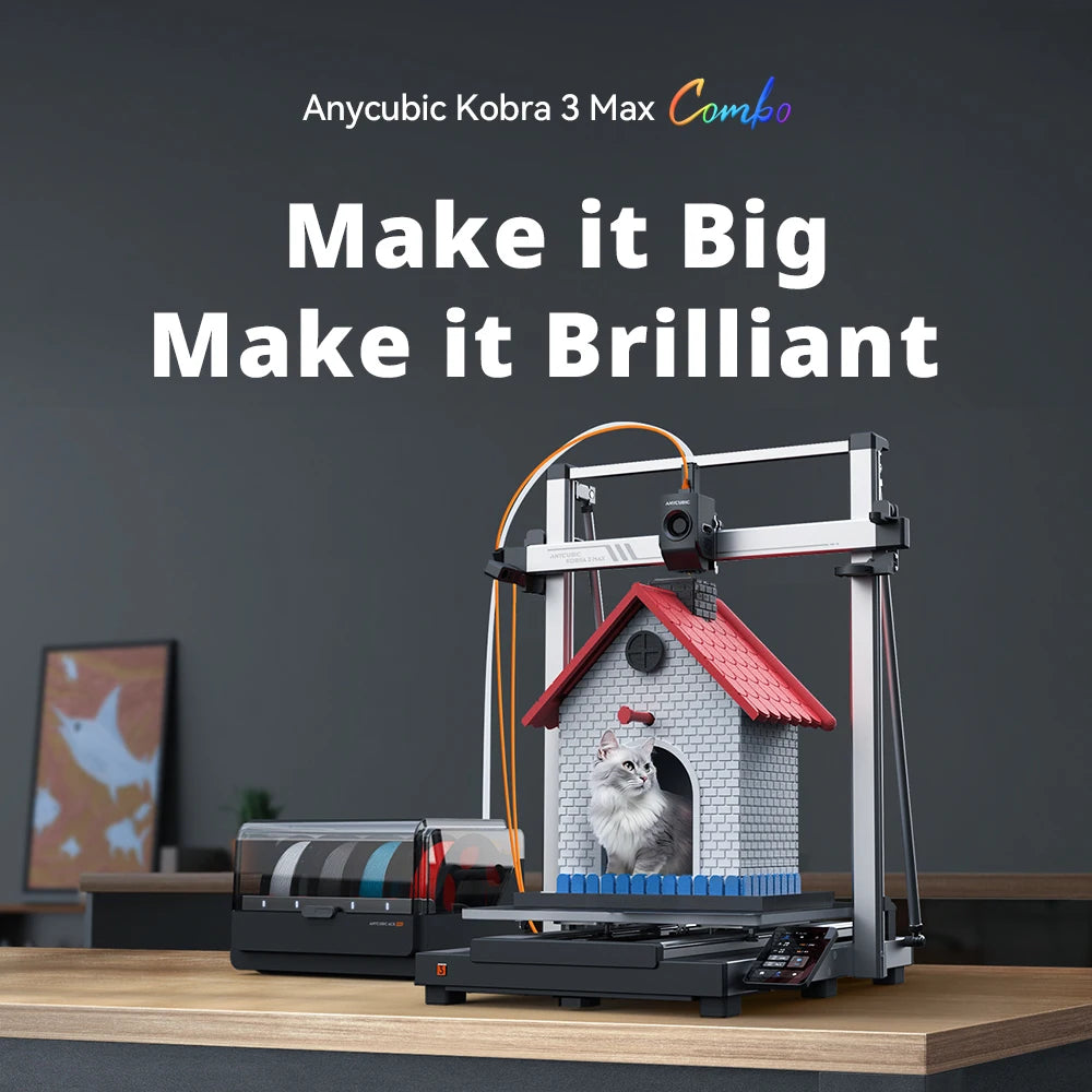 ANYCUBIC Kobra 3 Max Multi-Color 3D Printer Max 600mm/s Print Speed Large Build Size 500*420*420mm Smart APP Control