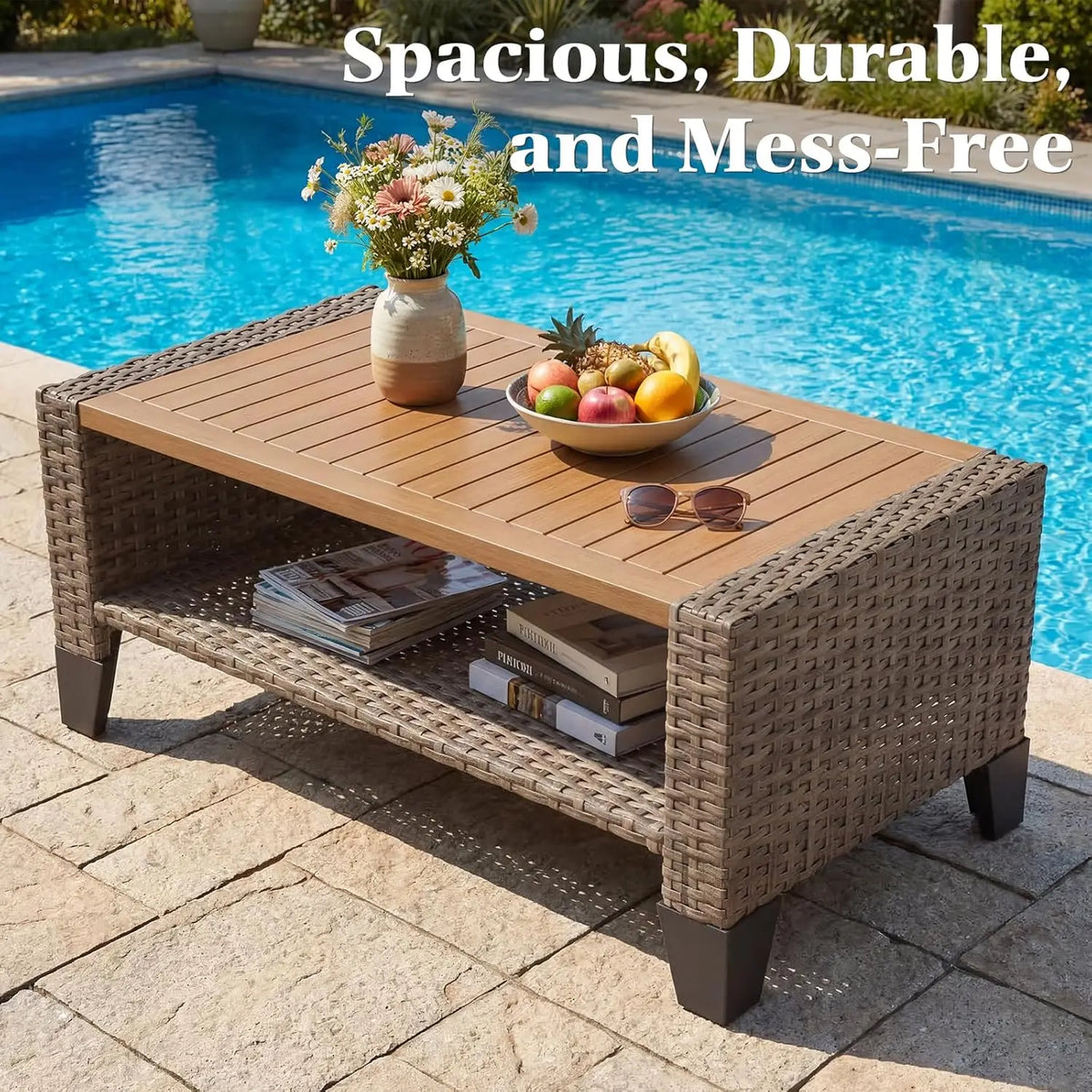 7 Piece Patio Furniture Set, Wicker Patio Conversation Set with Swivel Glider, Loveseat Sofa, 2