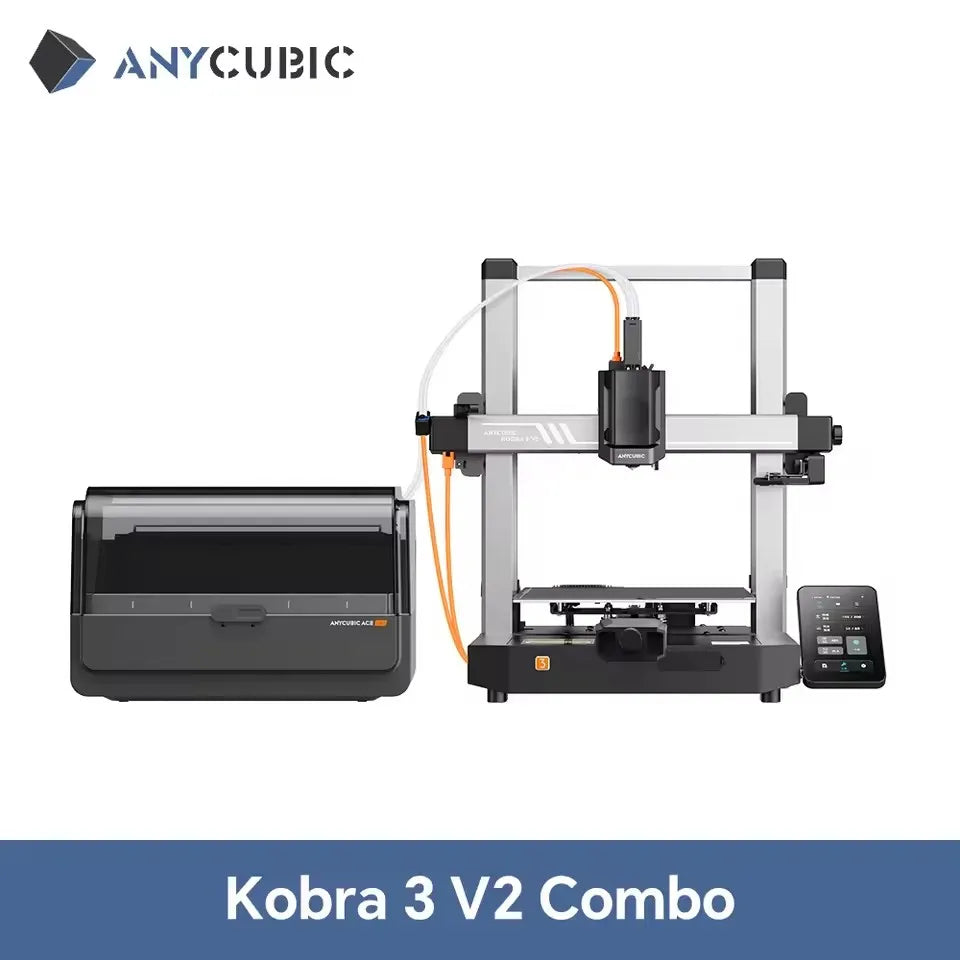 New！ANYCUBIC Kobra 3 V2 Combo 600mm/s Fast Printing 3D Printer 8 Colors ACE Pro Filament Auto Leveling FDM Desktop 3D Printer