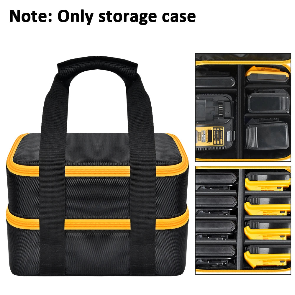Double-Layer Battery Storage Bag for DEWALT Batteries & Chargers – Heavy-Duty Carrying Case Fits 20V/60V （Bag Only)