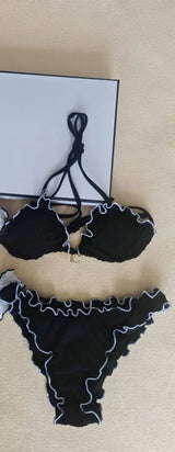 2027 Women's New Summer Neck Strap Swimsuit Comfortable Beach Hot Spring Surfing Swimming Bikini Set