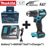 Original Makita 18V DDF487 Brushless Cordless Drill, Electric Screwdriver With 6.0Ah Battery Various Complete Packages