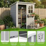 Weather-Resistant Outdoor Storage Shed with Floor, Window, Ventilation, and Lockable Door for Garden, Yard, and Poolside Use