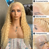 613 Hd Lace Frontal Wig 13X6 Blonde Curly Water Deep Wave Frontal Wig