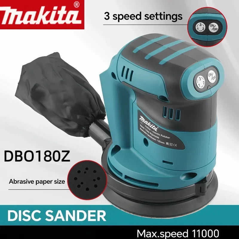 Makita Cordless Rechargeable Disc Brushless Random Orbital Sander Woodworking Sanding Putty Polishing Bare 18V/20V Tool