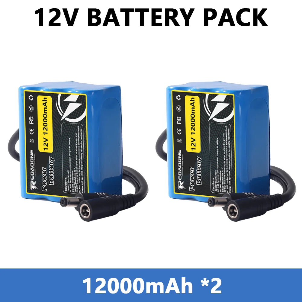 12V 12000mAh Rechargeable Lithium Ion Battery Pack 3S2P with BMS Protection for LED Strip Light Toy Car Security System