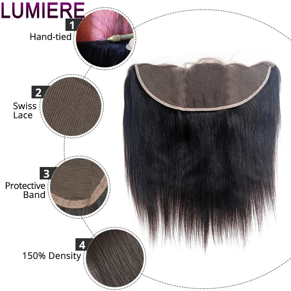 8-30 '' Wholesale Bone Straight Human Hair Bundle With Closure Frontal HD Transparent Peruvian Raw Virgin15A Hair Extension